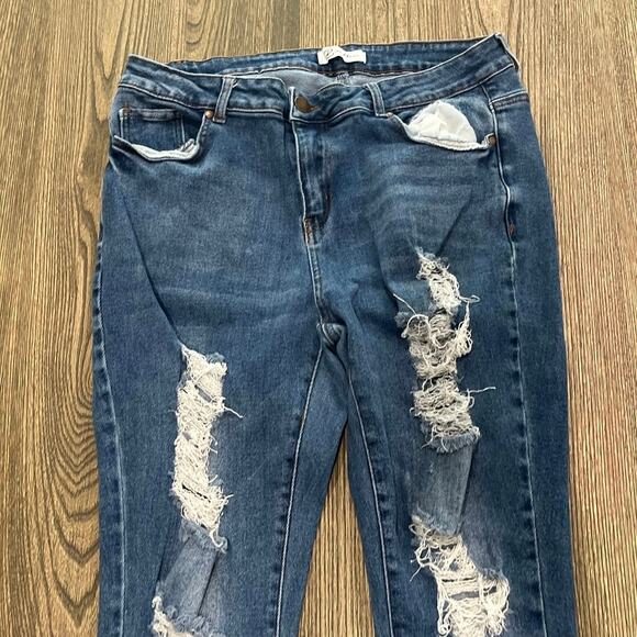 Bien Bleu Womens Skinny Jeans High Rise Distressed Denim Medium Wash Blue Sz 20 - Picture 3 of 11